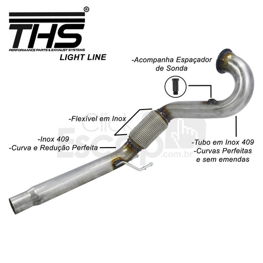 Downpipe THS THSL-0150 3 polegadas para Golf GTI/A3 2.0T - vista frontal