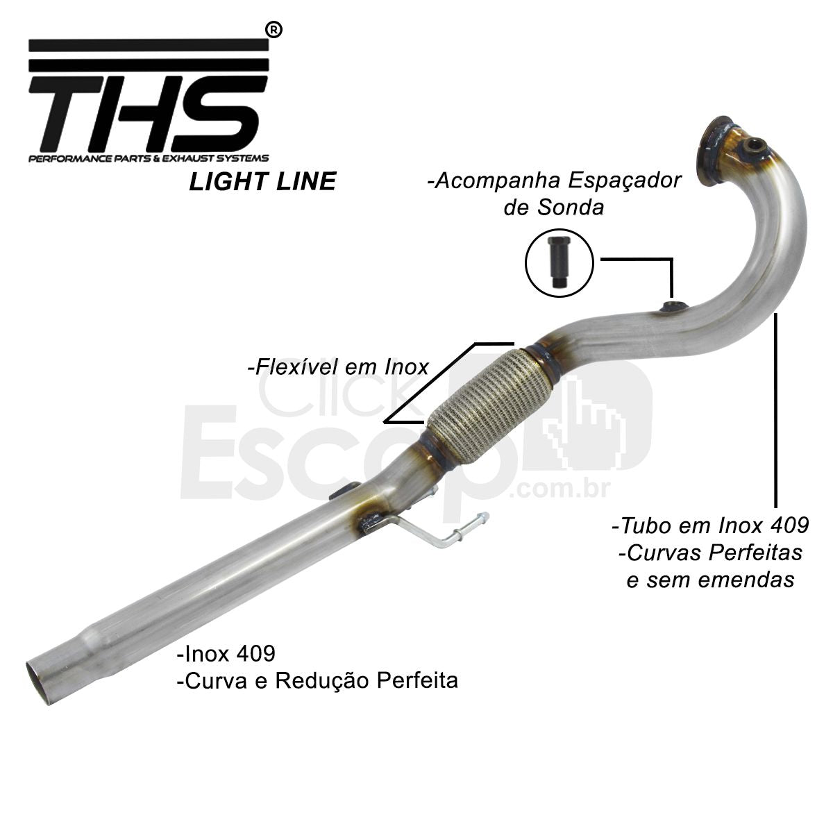 Downpipe THS para VW Polo/Virtus/T-Cross/Nivus 1.0 TSI - flange