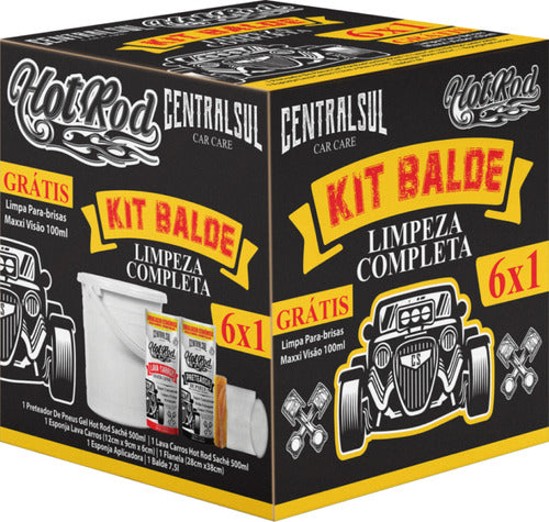 Kit Balde Limpeza Automotiva Centralsul Hot Rod 6 Em 1