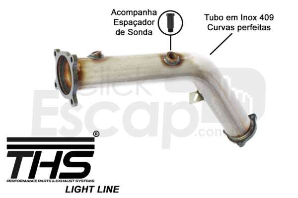 Downpipe THS Audi B8 2.0 TFSI - detalhe com cotas dimensionais