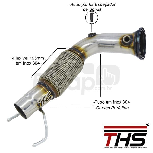 Downpipe THS Mini Cooper S e BMW X1 X2 B48 - vista lateral