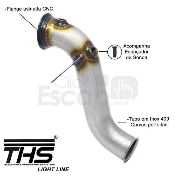 Downpipe THS Mercedes M274 2014+ - vista com medidas