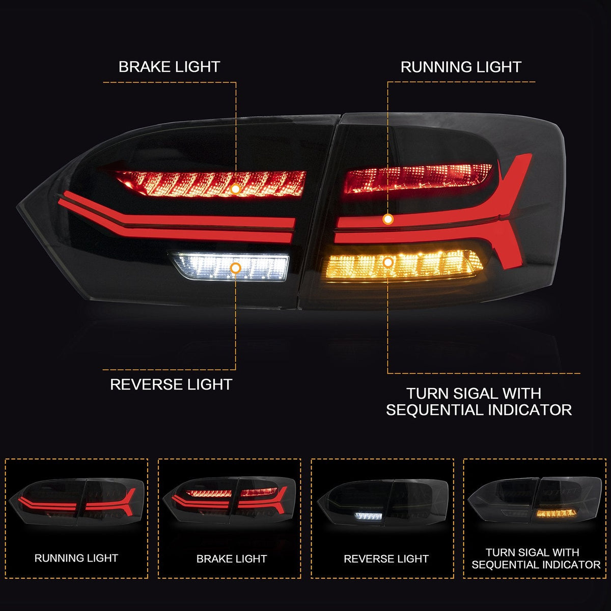 Lanterna LED Jetta MK6 acesa