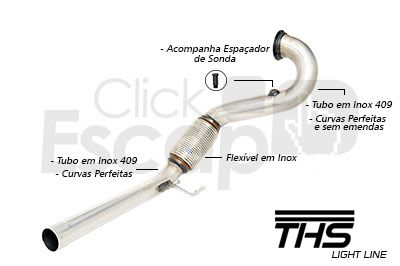 Downpipe THS THSL-0048 para Audi A3 1.8 TSI - vista lateral