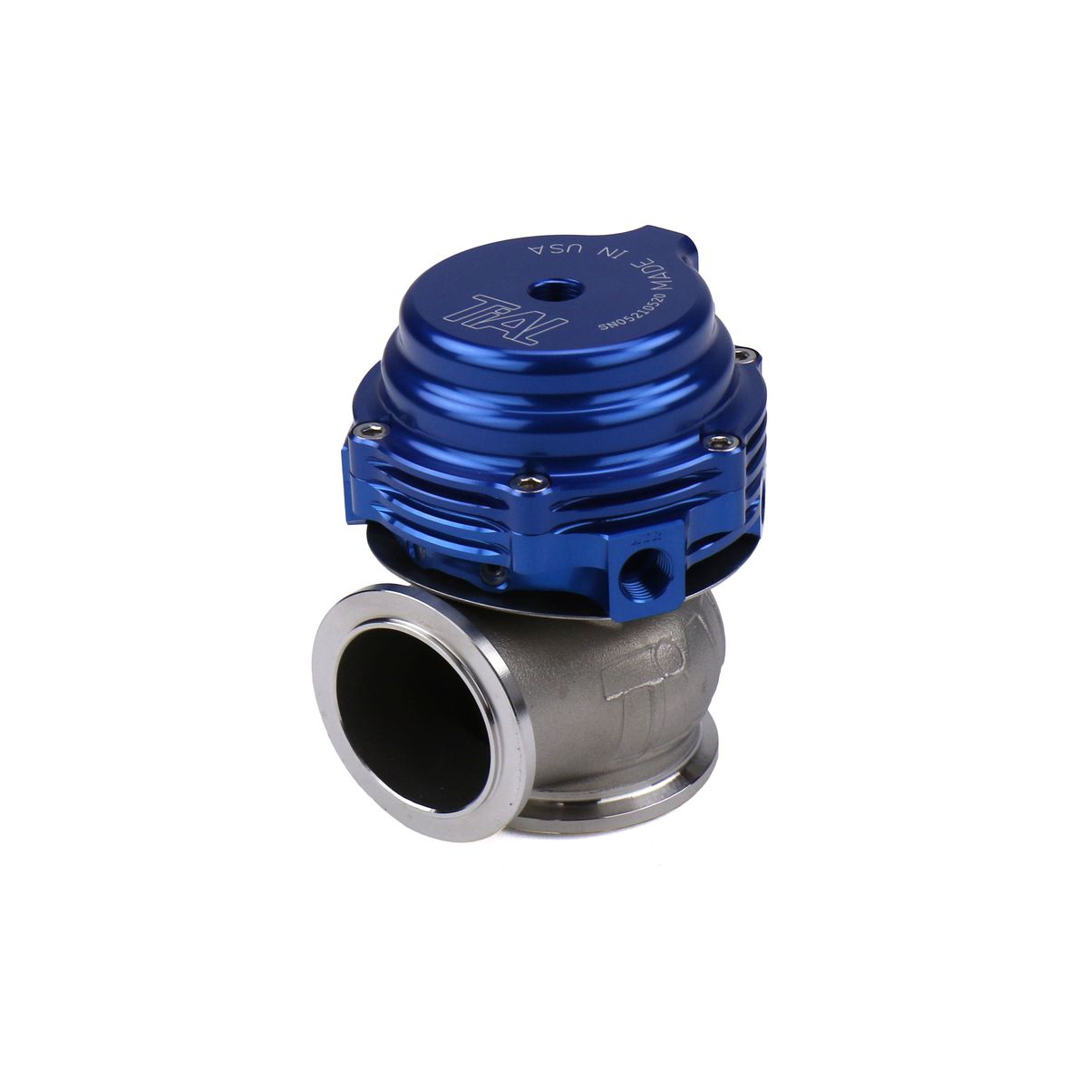 Wastegate externa TiAL MV-S 38mm azul - ângulo 3/4 com flange (1200x1200)
